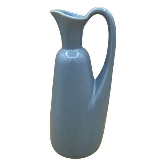 Uhl American Pottery Luccas Restaurant Robin Egg Blue Ewer Pitcher 9.5” USA